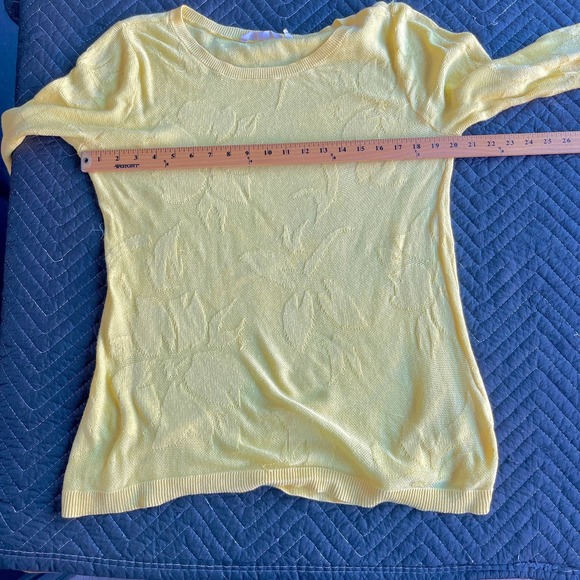 Soft Surroundings Sweater Womens Large Yellow Textured Floral Lightweight - Picture 9 of 10